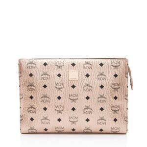 MCM Metallic Visetos Medium Zip Pouch